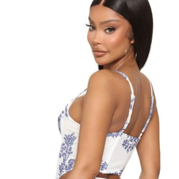 Mesh Corset Top - Blue/combo - Picture 2 of 2